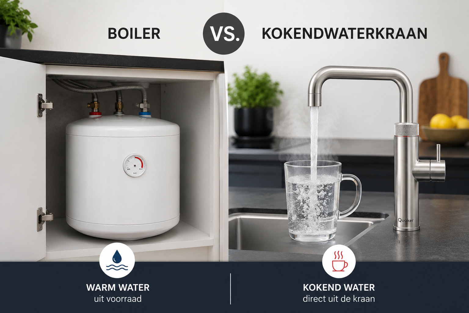 Boiler versus Kokendwaterkraan