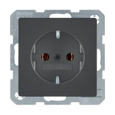HAGER/BERKER Wandcontactdoos 1-Voudig Q.1/Q.3/Q.7 Serie Mat Antraciet