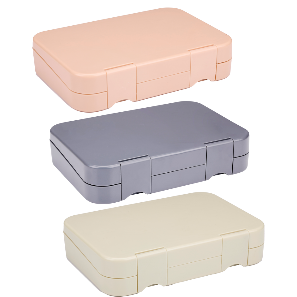 Alpina Lunchbox Met Vakjes - 21 X 15 X 4,5 Cm - Verrassingskleur: Roze Grijs Of Beige - Vaatwasserbestendig - Kind/ Volwassene - Uitneembaar Compartiment - Kunsstof