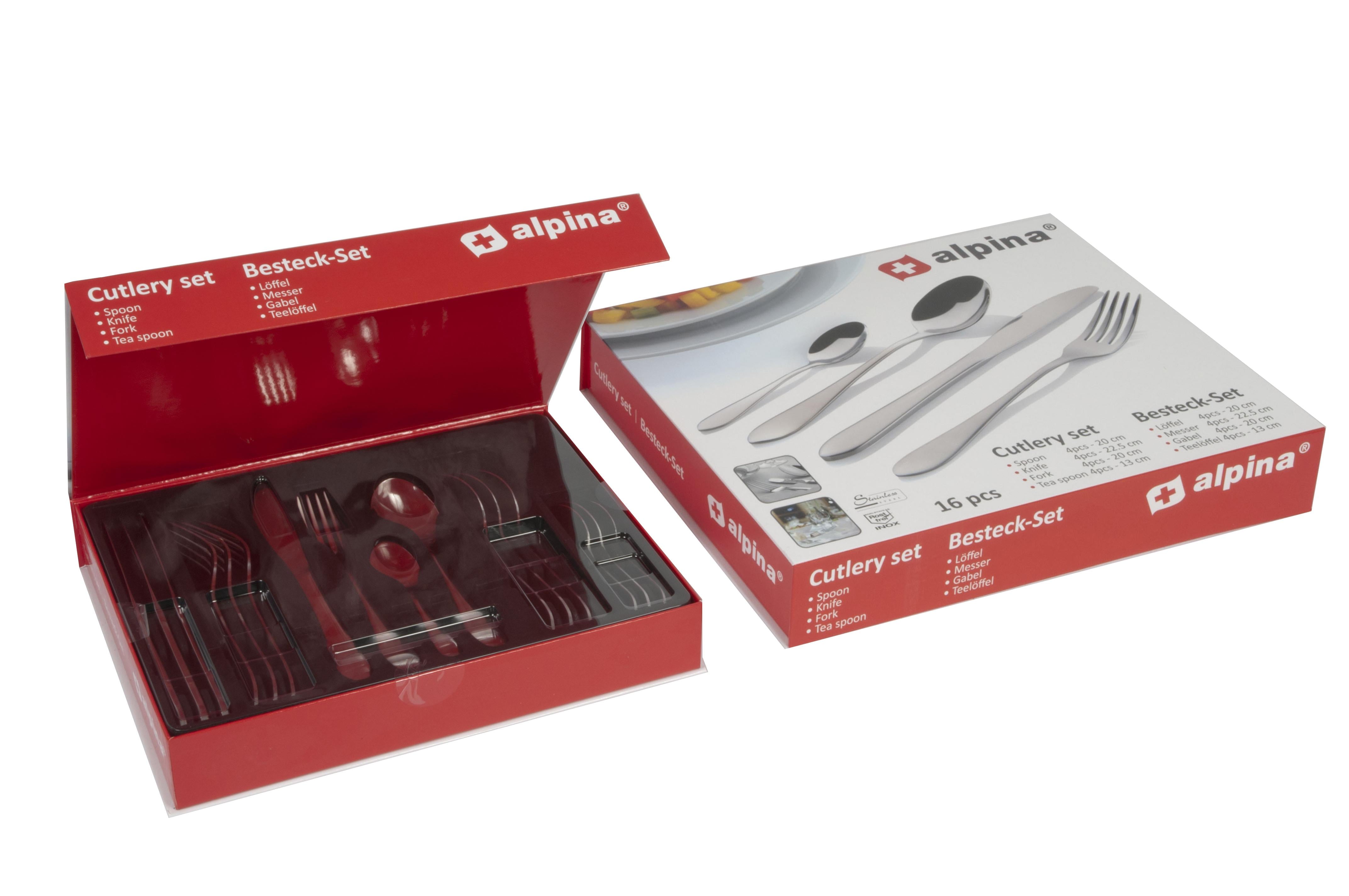 Alpina Cutlery Set - 16 Pieces - Stainless Steel