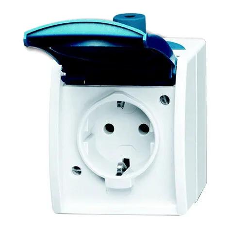 BUSCH-JAEGER Wandcontactdoos 1-Voudig Ocean Grijs Mat Blauw Spatwaterdicht
