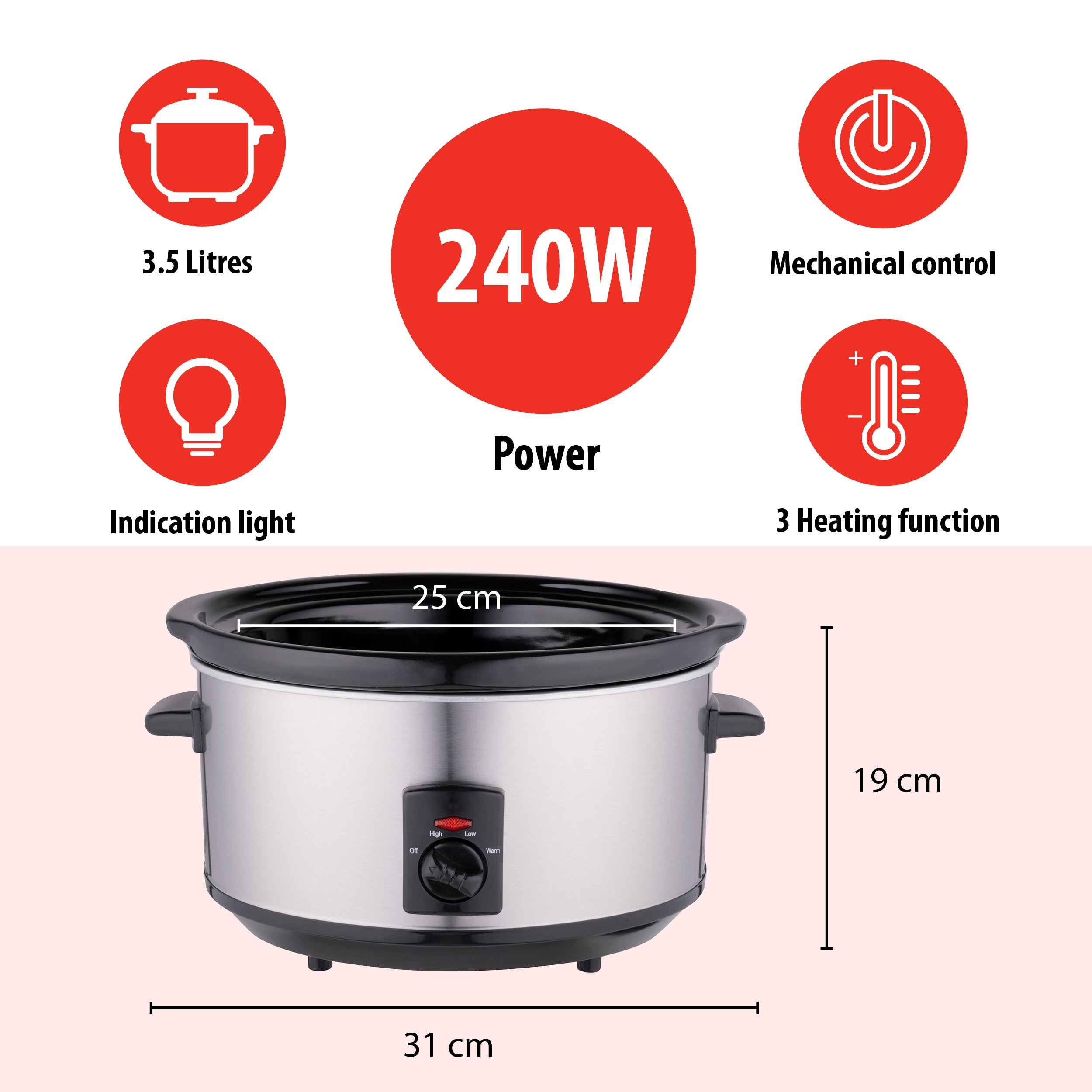 Cooker Slow 3.5L 240W Ss