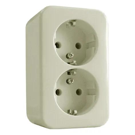 BUSCH-JAEGER Wandcontactdoos 2-Voudig SI Serie Créme RAL 1013