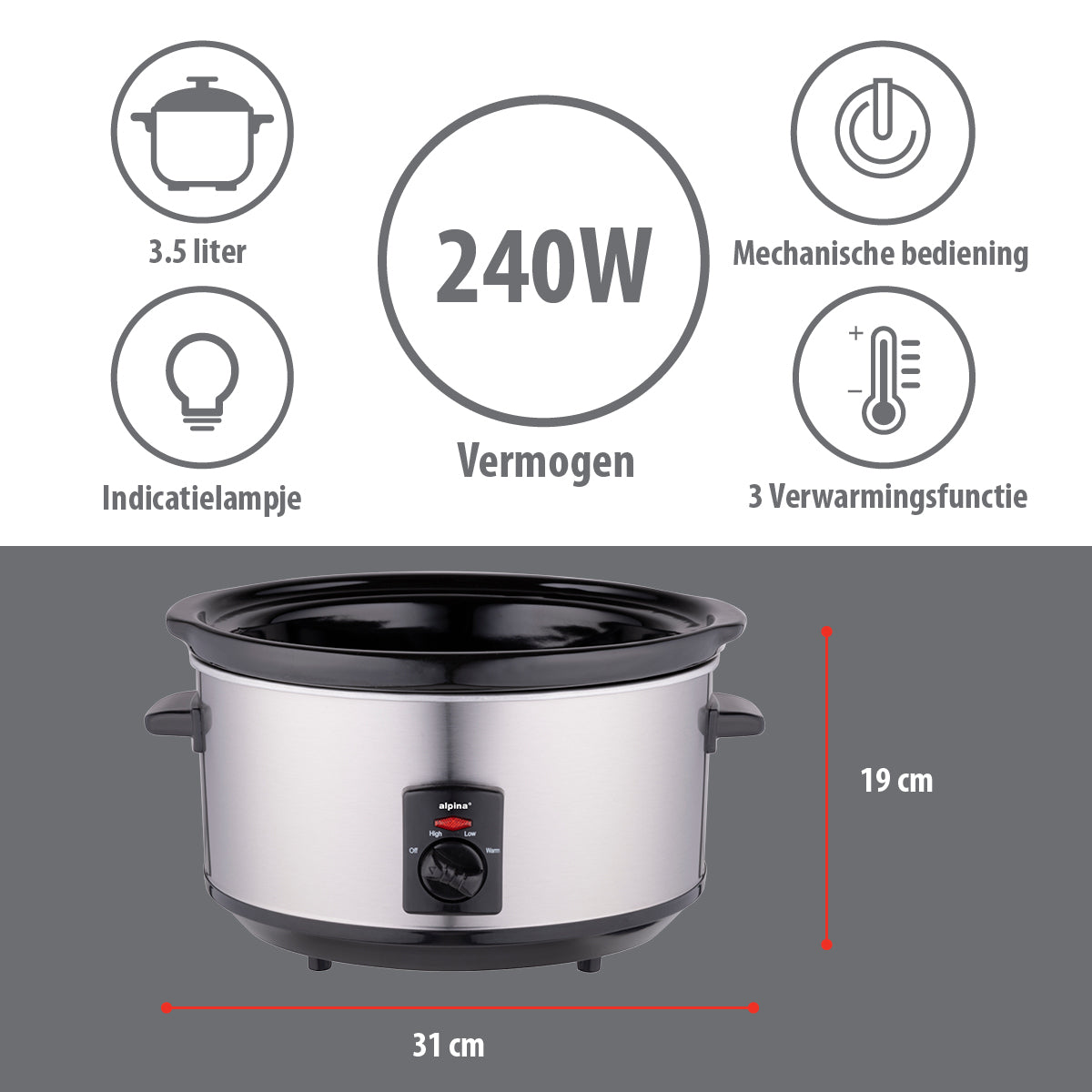 Cooker Slow 3.5L 240W Ss