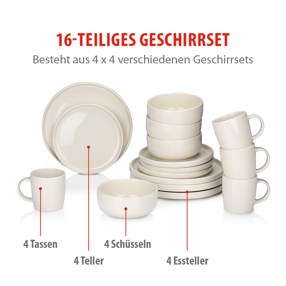 Dinnerware Set 16Pc Stoneware