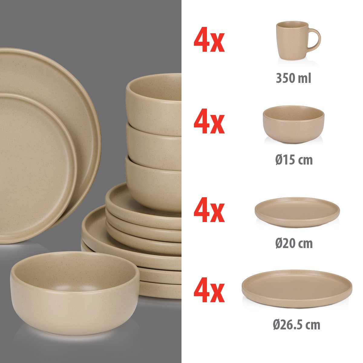 Dinnerware Set 16Pc Stoneware