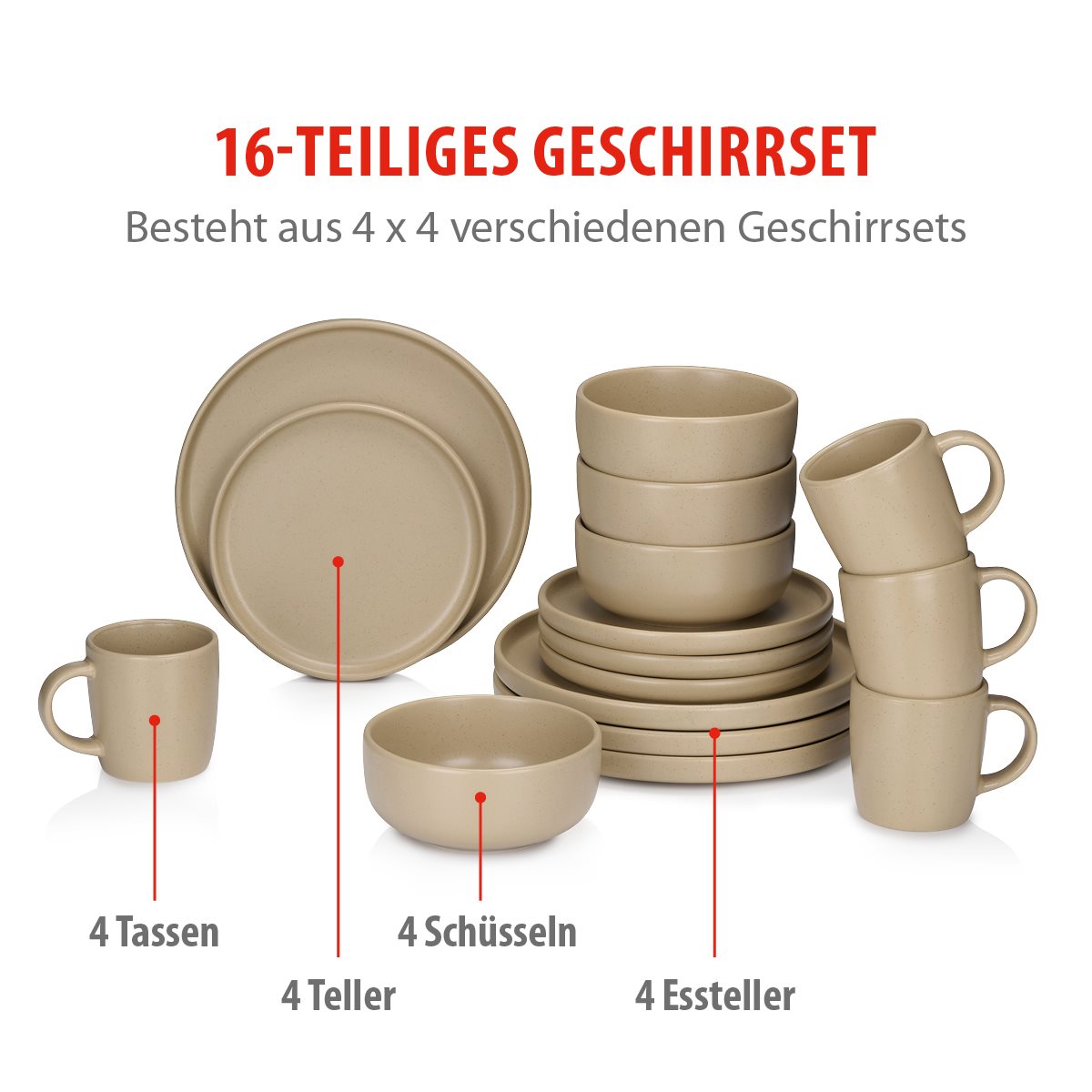 Dinnerware Set 16Pc Stoneware