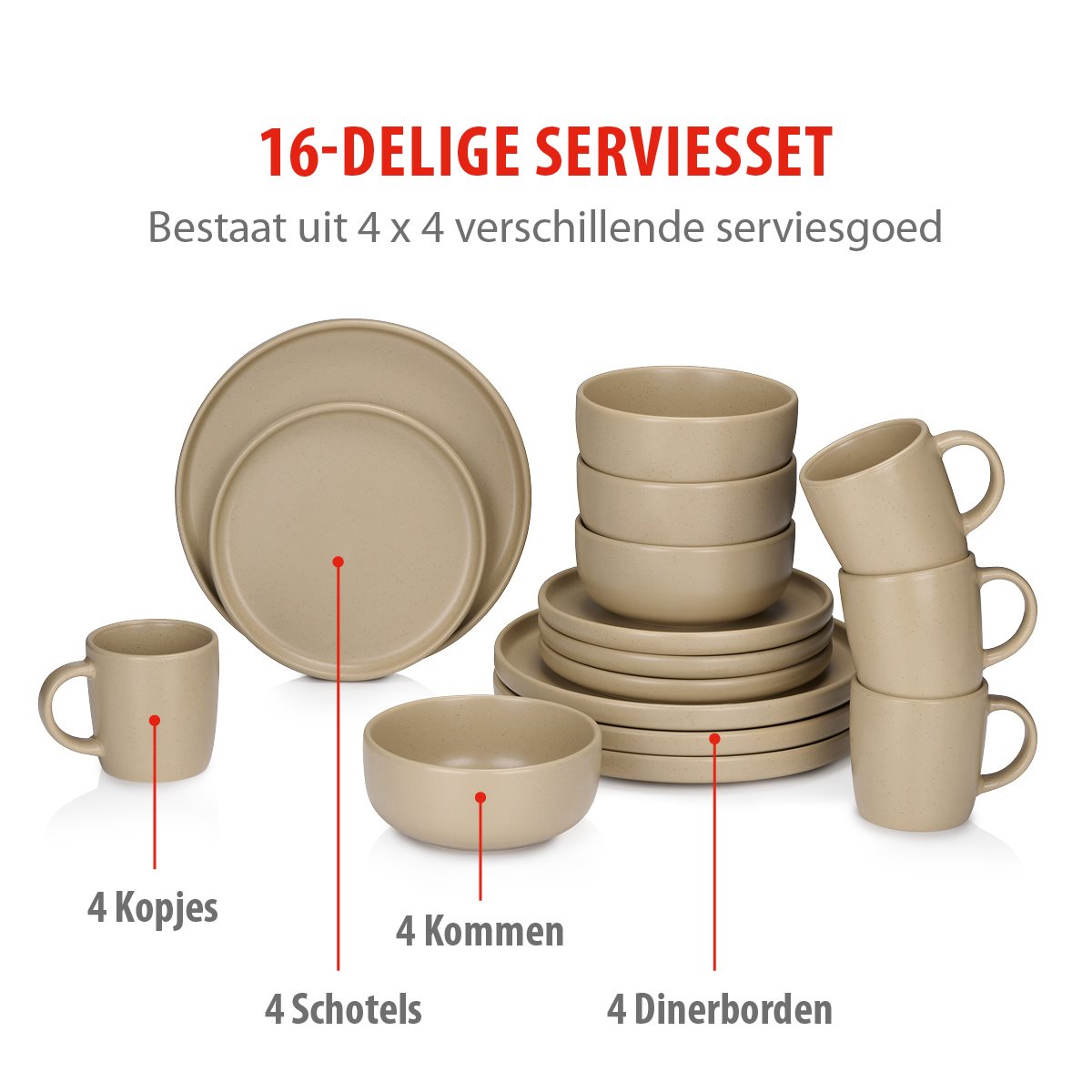 Dinnerware Set 16Pc Stoneware