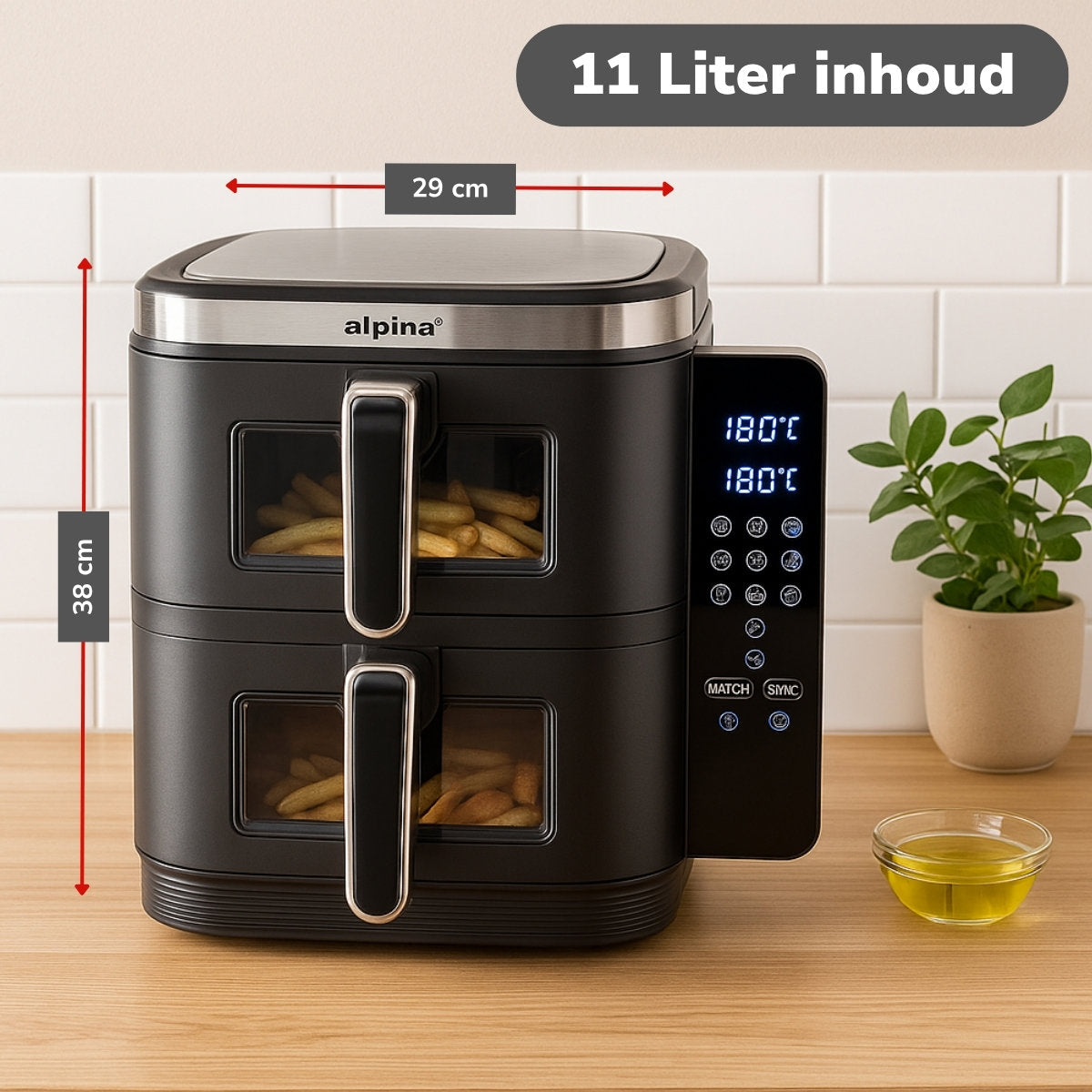 Alpina Heteluchtfriteuse 2800W 11L - Kunststof