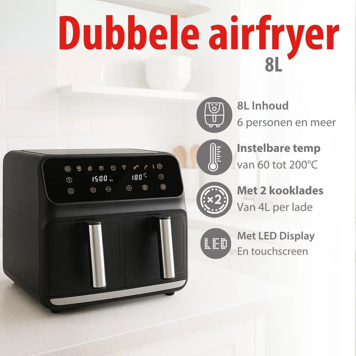 Double Airfryer 8L 230V 1700W