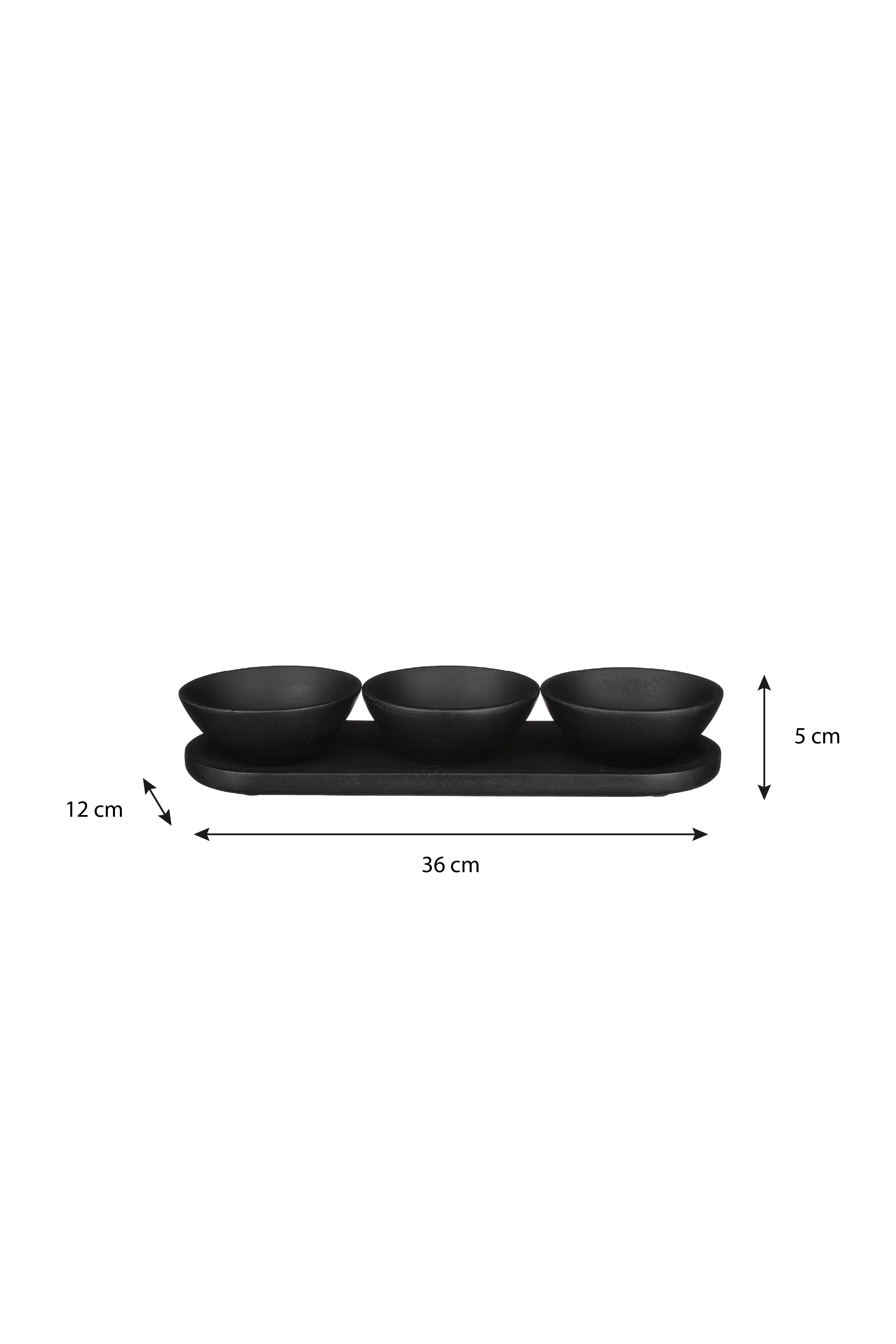 Tomar Bowl On Tray Black 4 Pieces Fsc 100% - L36Xw12Xh5Cm