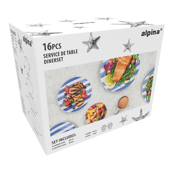 Alpina 4-Delige Gestreepte Servies Se