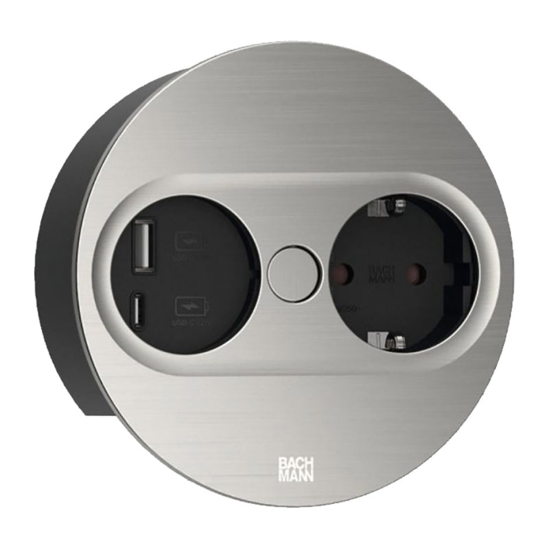 BACHMANN TWIST-2/USB Inbouw contactdoos RVS