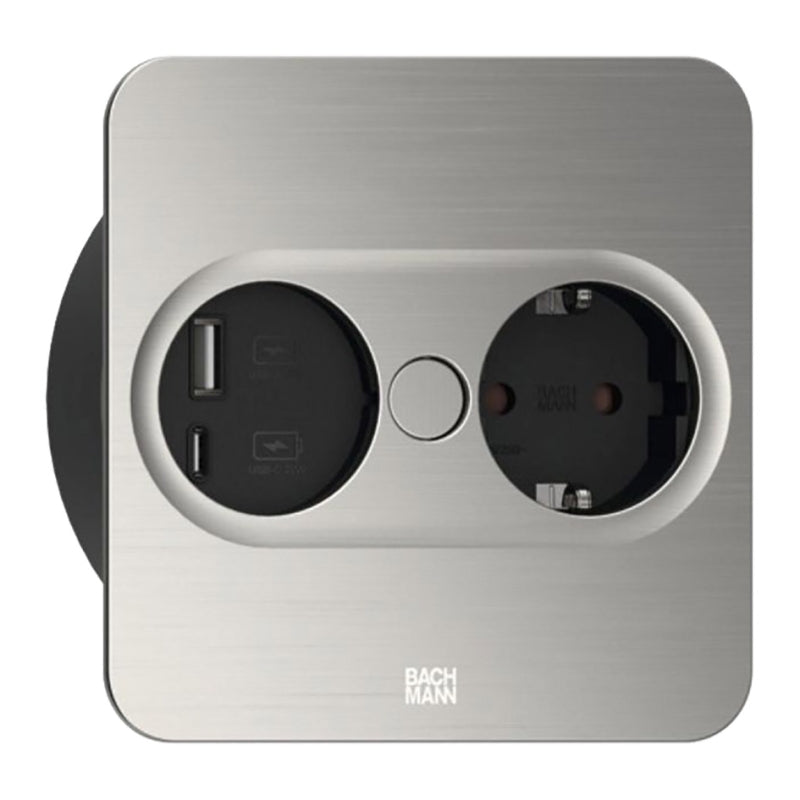 BACHMANN TWIST-2/USB Inbouw contactdoos RVS