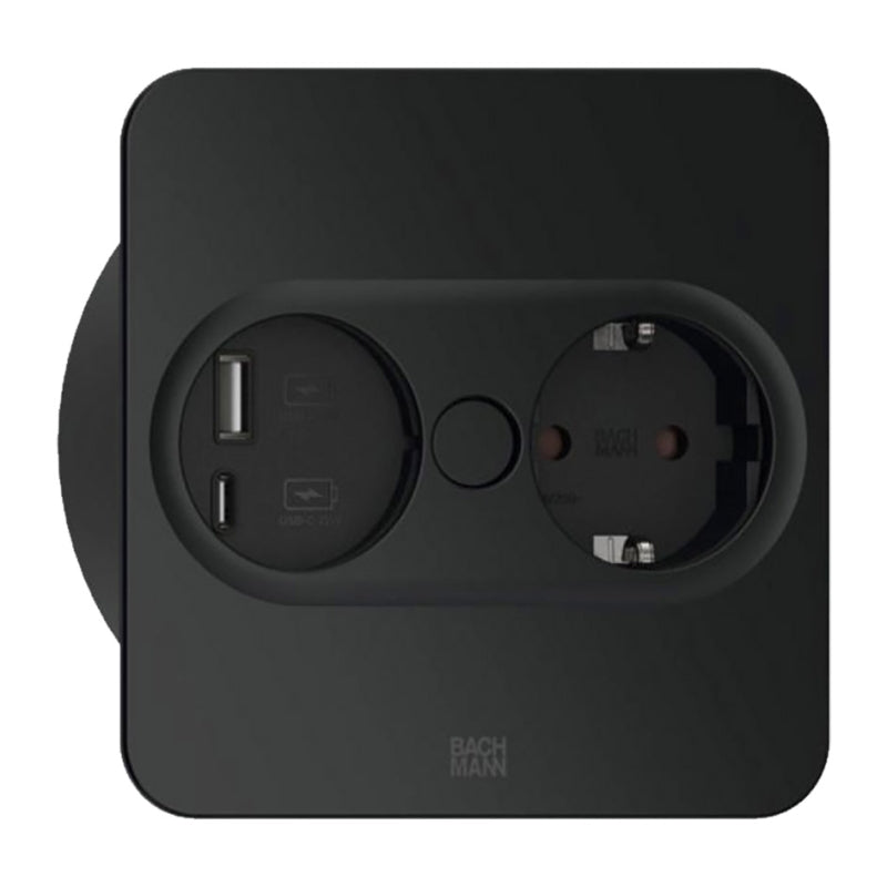 BACHMANN TWIST-2/USB Inbouw contactdoos ZWART