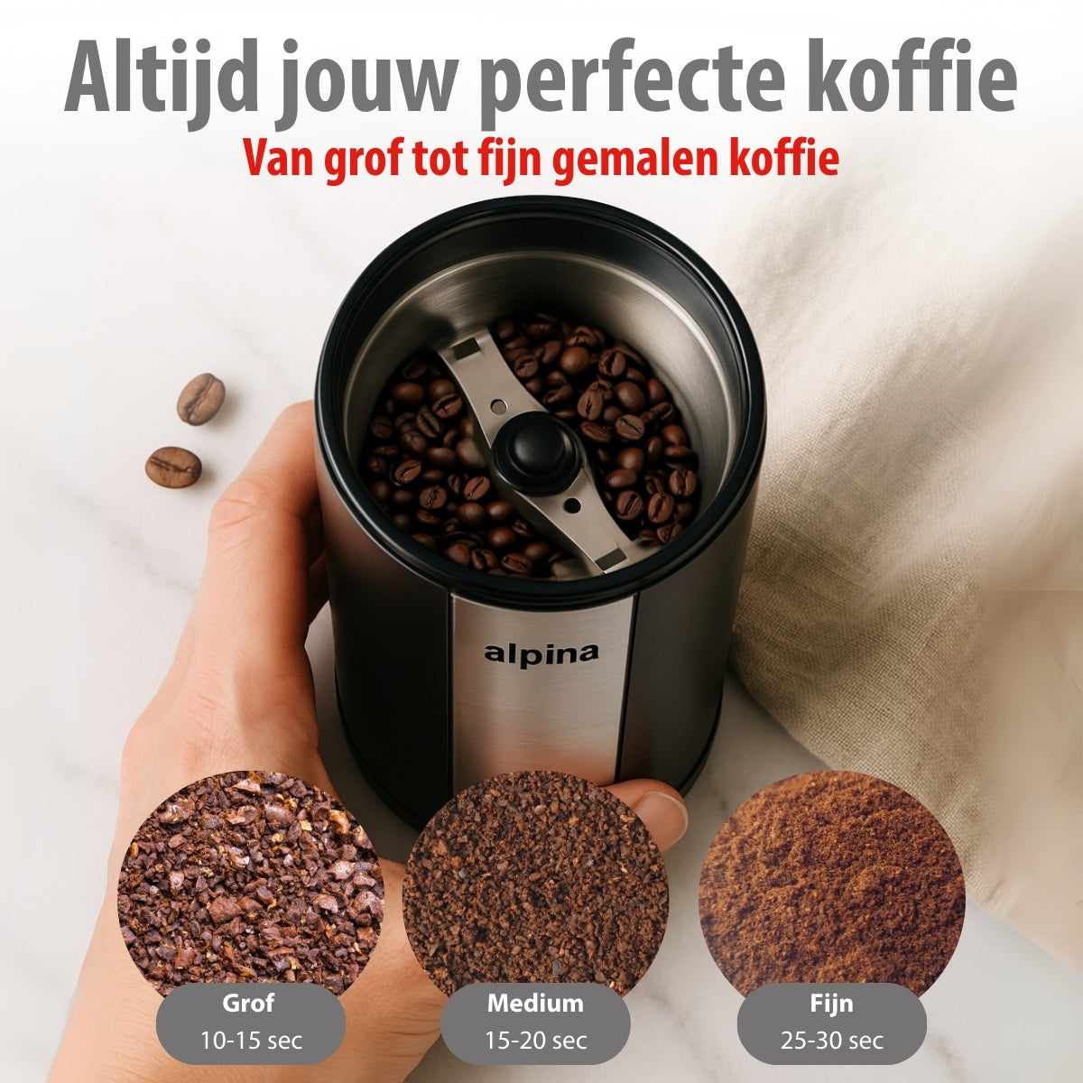 Alpina Elektrische Koffiemolen 150W - Kunststof
