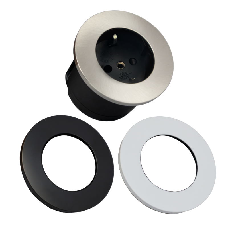 CARESSI CAPS Contactdoos RVS, zwart en wit