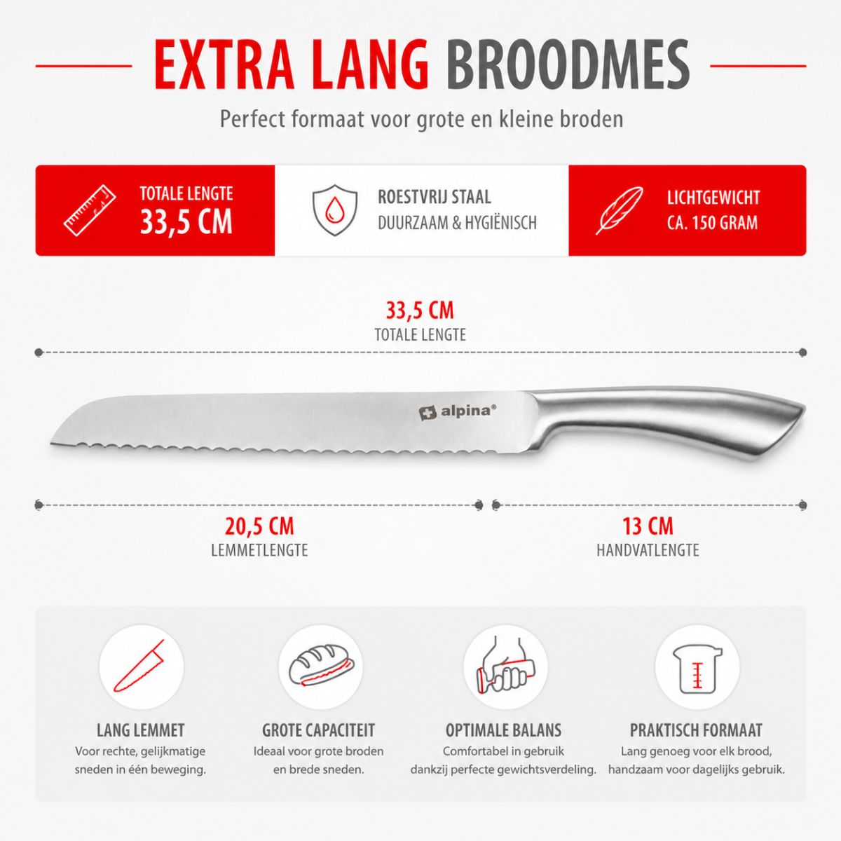 Broodmes - 33,5 Cm - Rvs
