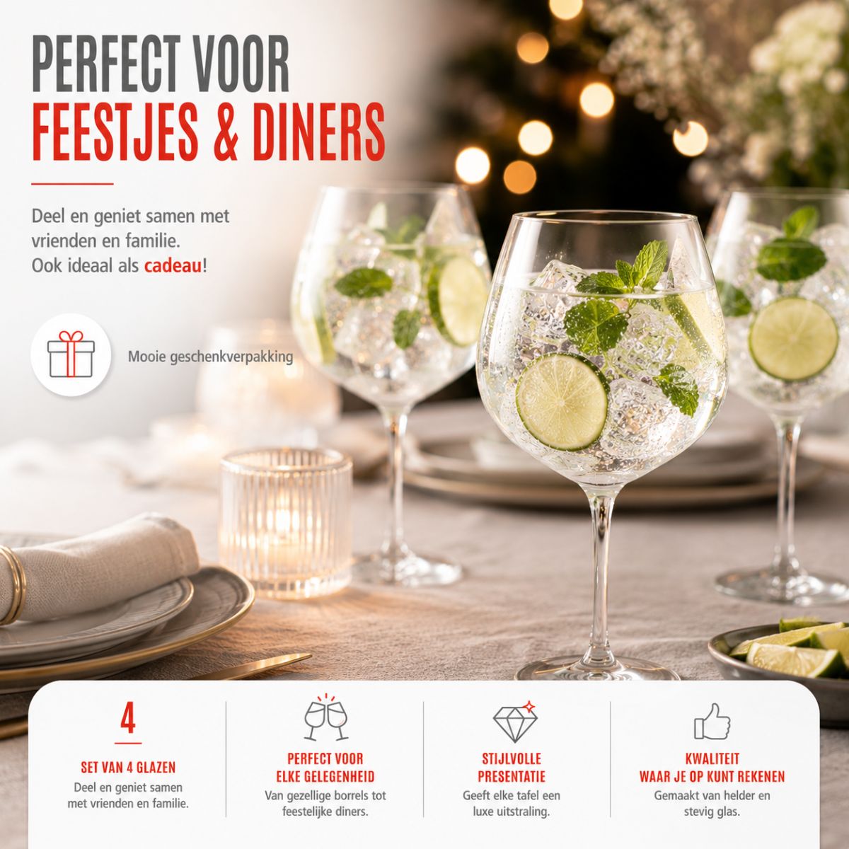 Gin & Tonic Glass 730Ml 4Pc