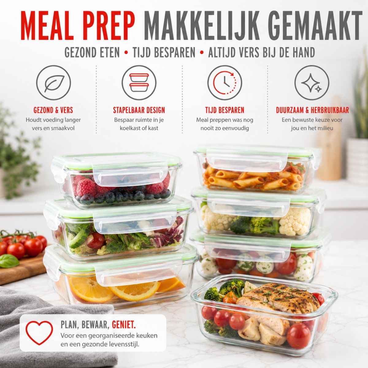 Food Container 12Pc 3Diff.size