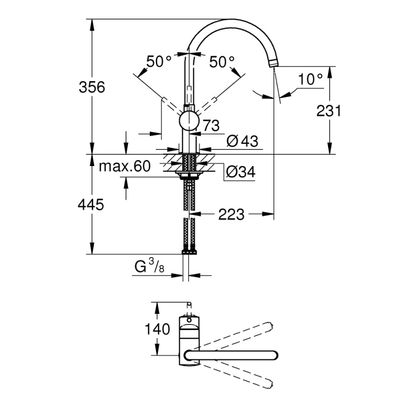 GROHE Minta keukenkraan 32917DC0. Chroom.
