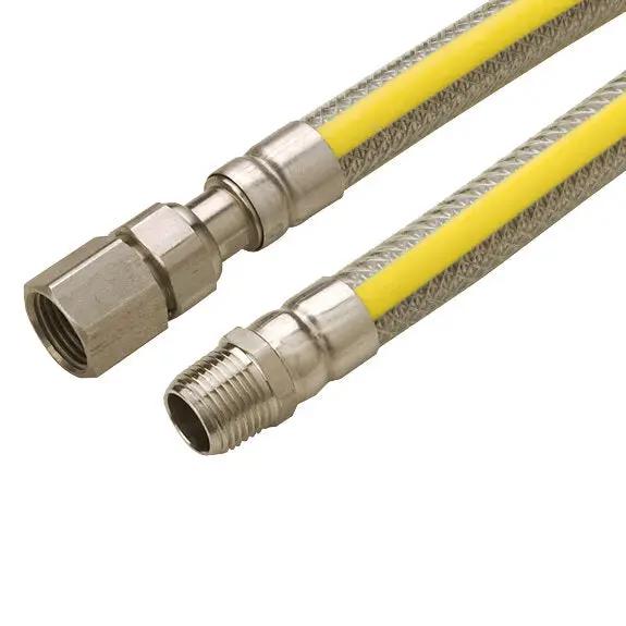 Gasslang INOX Belgische Norm 1/2 Bi x 1/2 Bu 1500mm RVS