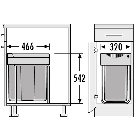 HAILO Easy Cargo Afvalsysteem 40L en ndash Inbouw Grijs