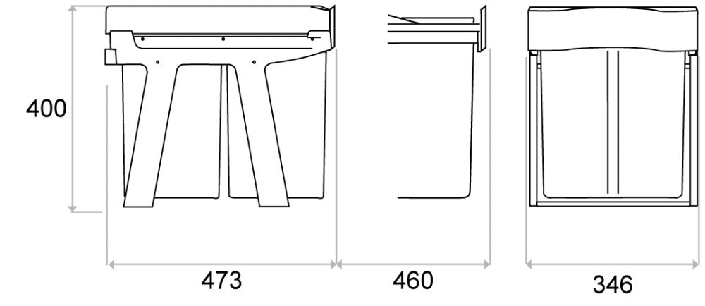 CUCINA Eco Line afvalemmer 2x21L zwart inbouw