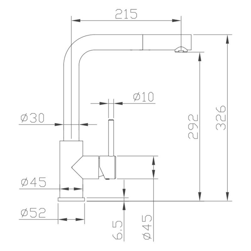 CARESSI Basic Line CABL003I U ECO Eenhendel keukenmengkraan Met uittrekbaar uitloopdeel