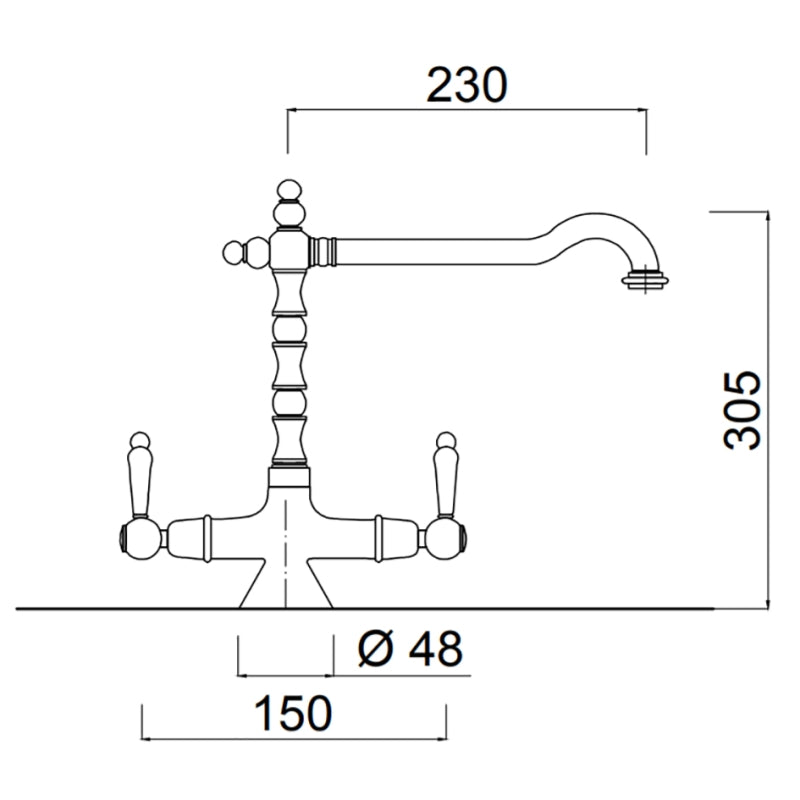 CUCINA Praga tweegreeps keukenkraan F7551 PAR RVS Look