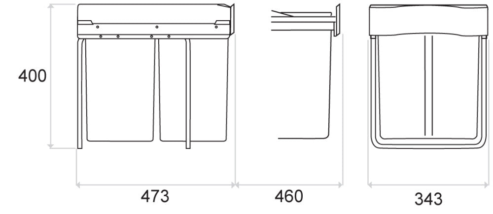 CUCINA Grey Line Afvalsysteem 2x21L en ndash Inbouw, Donkergrijs, Volledig Uittrekbaar