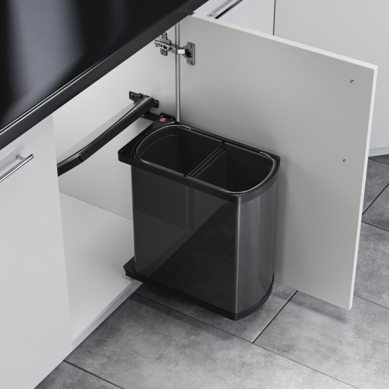 HAILO Duo Afvalsysteem 2x8L en ndash Inbouw, Antraciet
