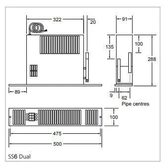 Space Saver Plintverwarming SS6 Duo Collectie Luxe Design Voor CV Systeem En 230V Exclusief Ruimtebesparend